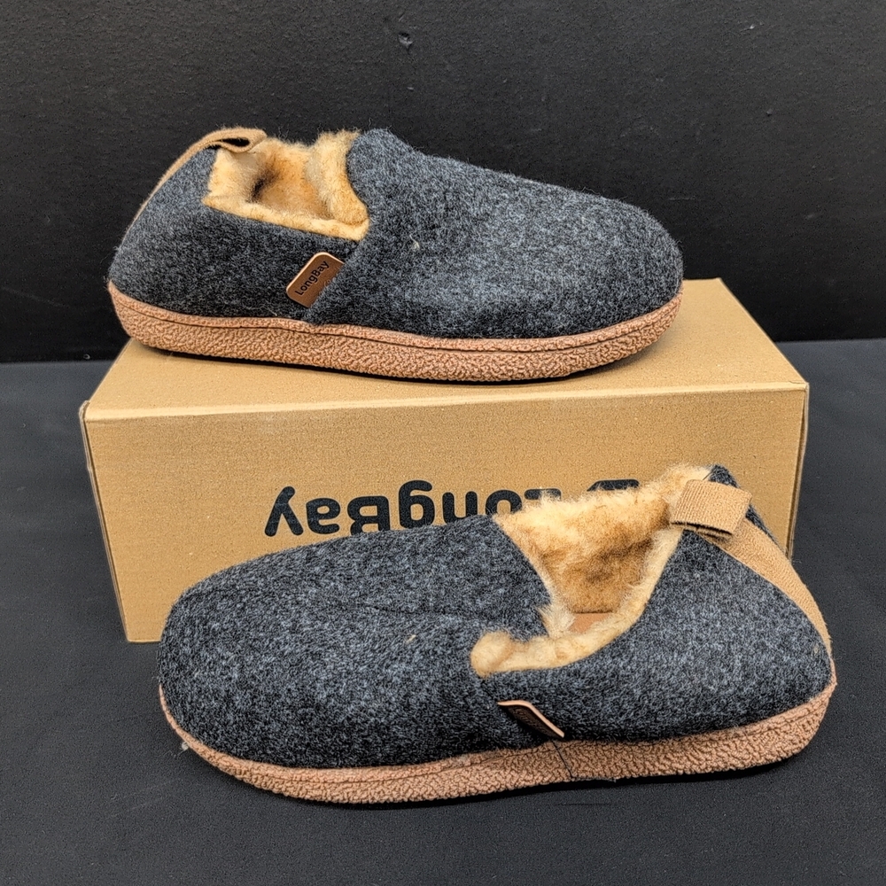 Longbay Fuzzy Felt Cozy House Shoes Women's Slippers US 5-6 Black